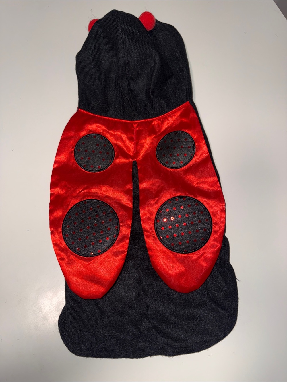 Ladybug Dog Costume Hoodie - Black & Red